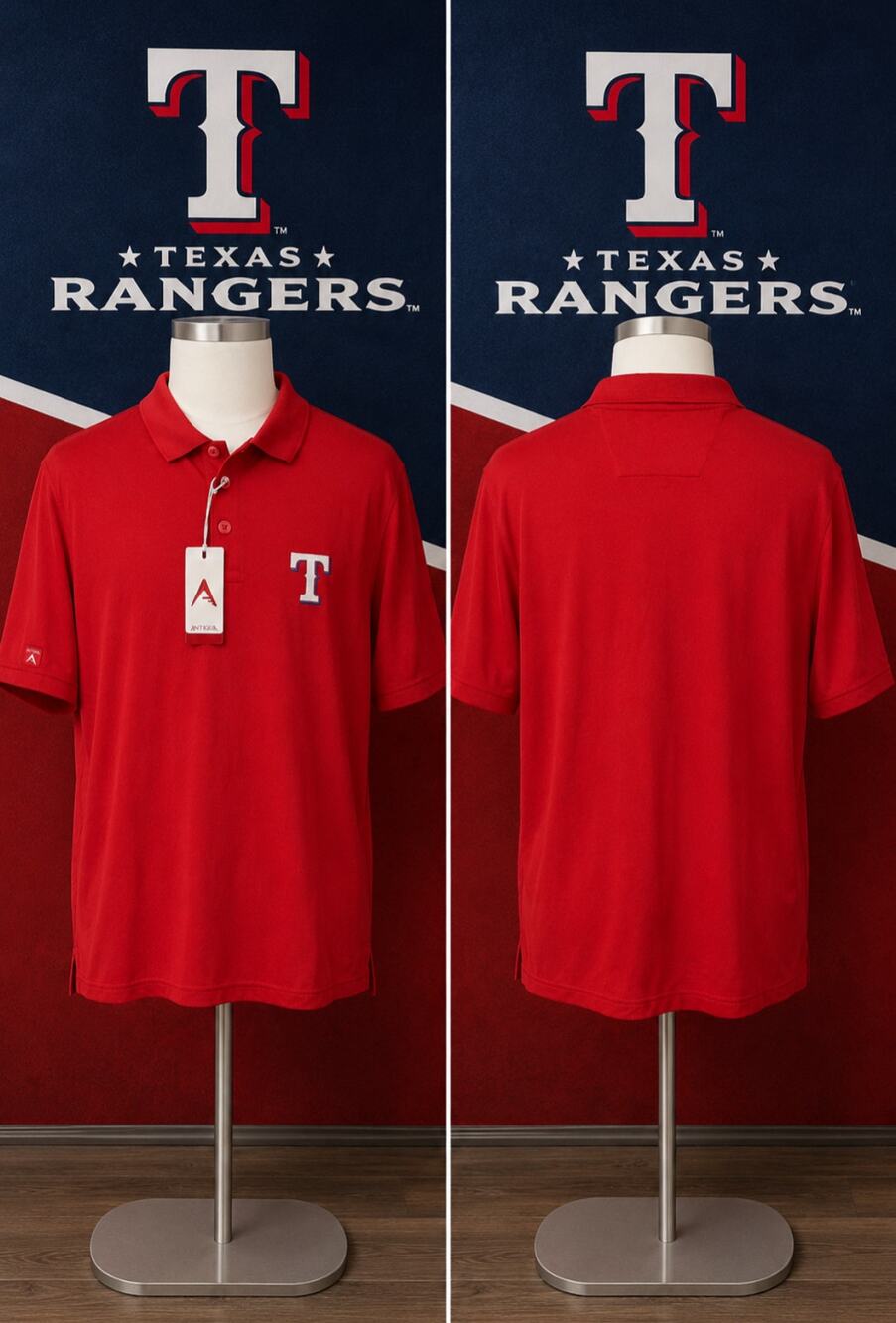 Antigua Texas Rangers Pique Xtra-Lite Tall Polo Dark Red XLT NWT